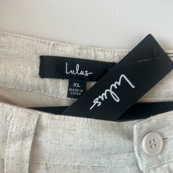 NWT Lululs Suits You Perfectly Beige Linen Wide-Leg Pants - Picture 4 of 5